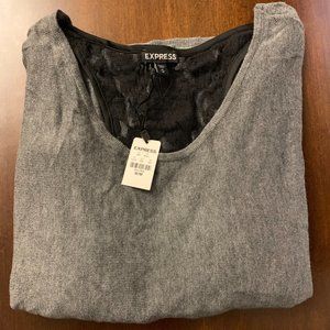 Women's Express Gray Sweater with Lace Back